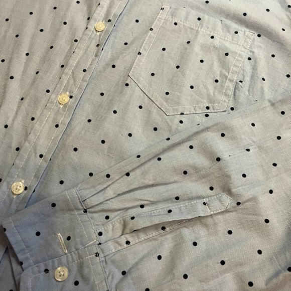 Gap Polka Dot Long Sleeve Blue Women's Large Button Down Top - Picture 5 of 7
